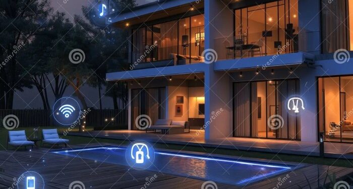 Modern Smart Home Exterior stock image. Image of lifestyle - 310345971